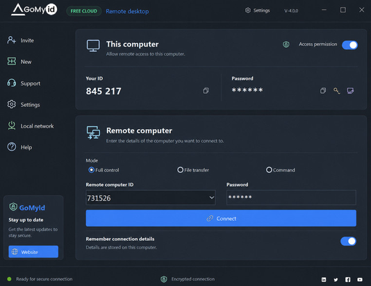 GoMyid Windows remote desktop client